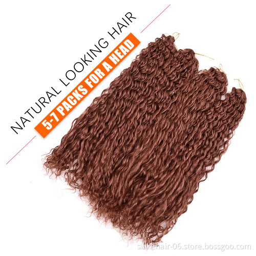 Hot Selling 24Inches Ombre Blonde Brown Long Wavy Water Deep Wave Braids Kinky Curly Crochet Braiding Synthetic Hair Extensions
